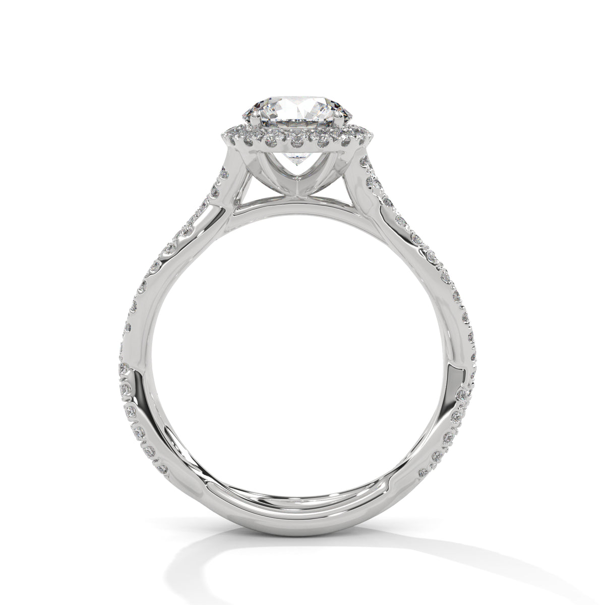 Twisted Infinity Halo Solitaire Ring