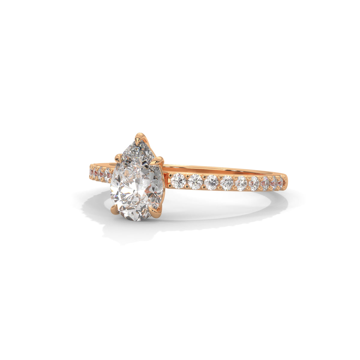 Teardrop Pavé Solitaire Ring
