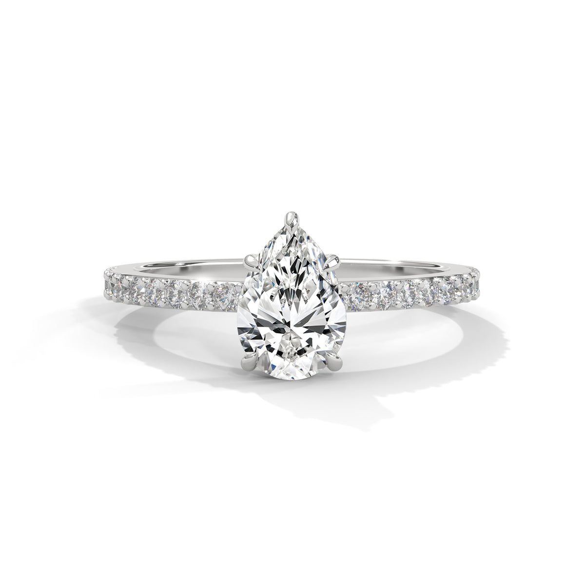 Teardrop Pavé Solitaire Ring