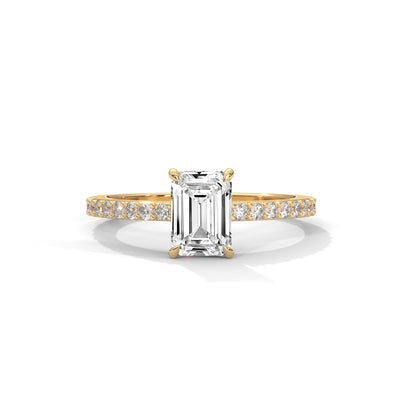 Emerald Pavé Solitaire Ring — IGI Certified Diamond Jewellery | My Carat India