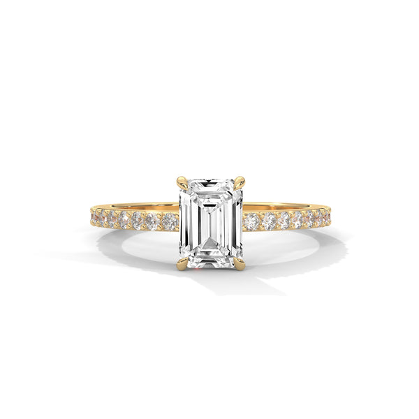 Emerald Pavé Solitaire Ring