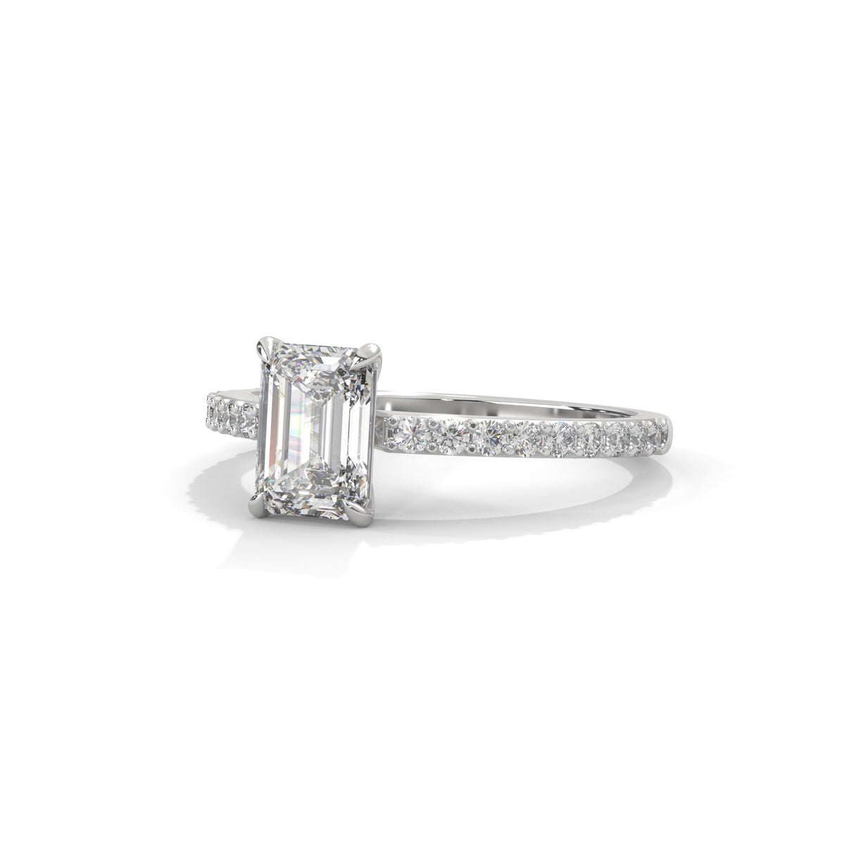 Emerald Pavé Solitaire Ring