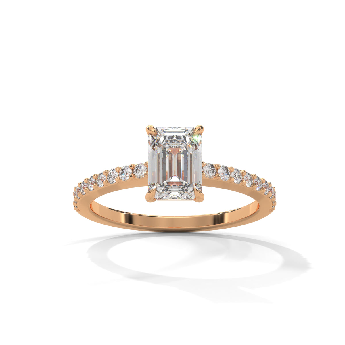 Emerald Pavé Solitaire Ring