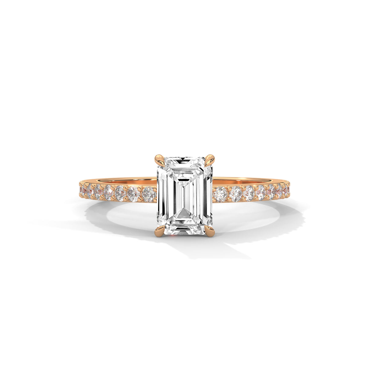 Emerald Pavé Solitaire Ring
