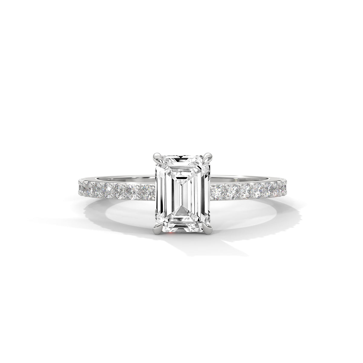 Emerald Pavé Solitaire Ring