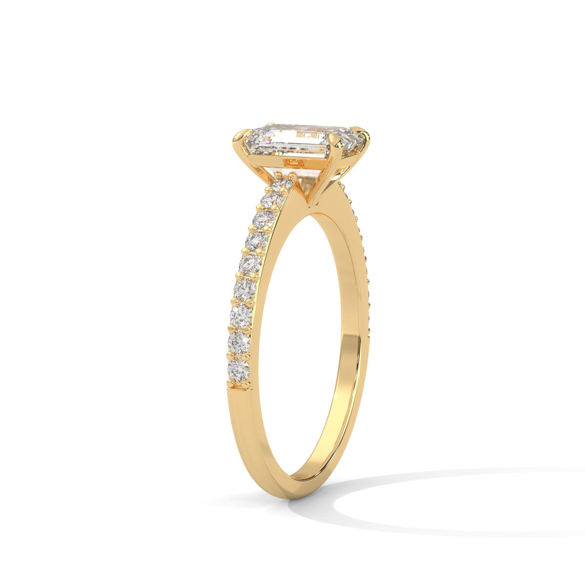 Emerald Pavé Solitaire Ring