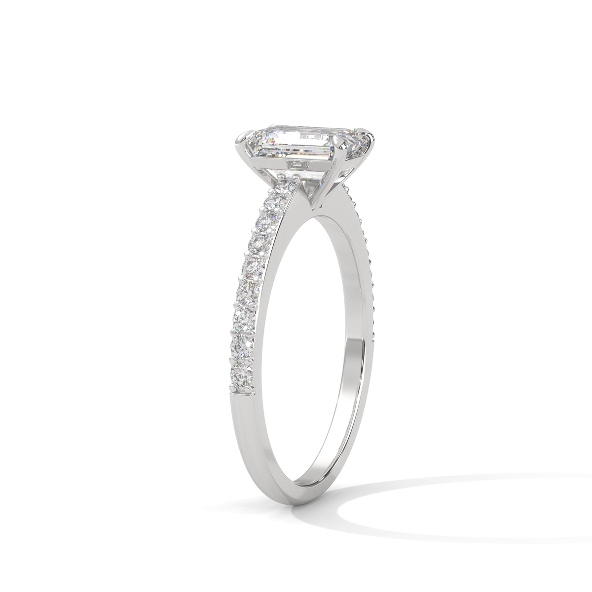 Emerald Pavé Solitaire Ring