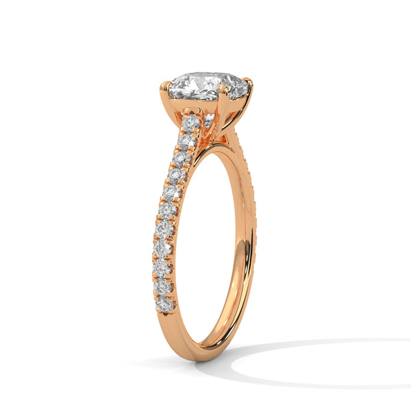 Cushion Pave Solitaire Ring