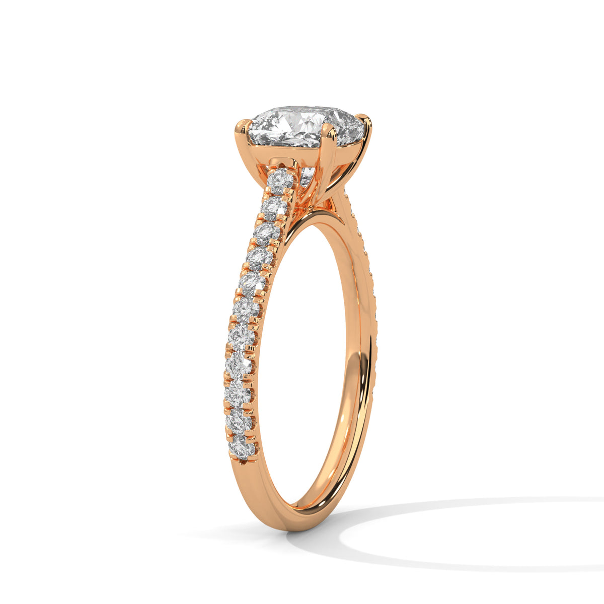 Cushion Pave Solitaire Ring