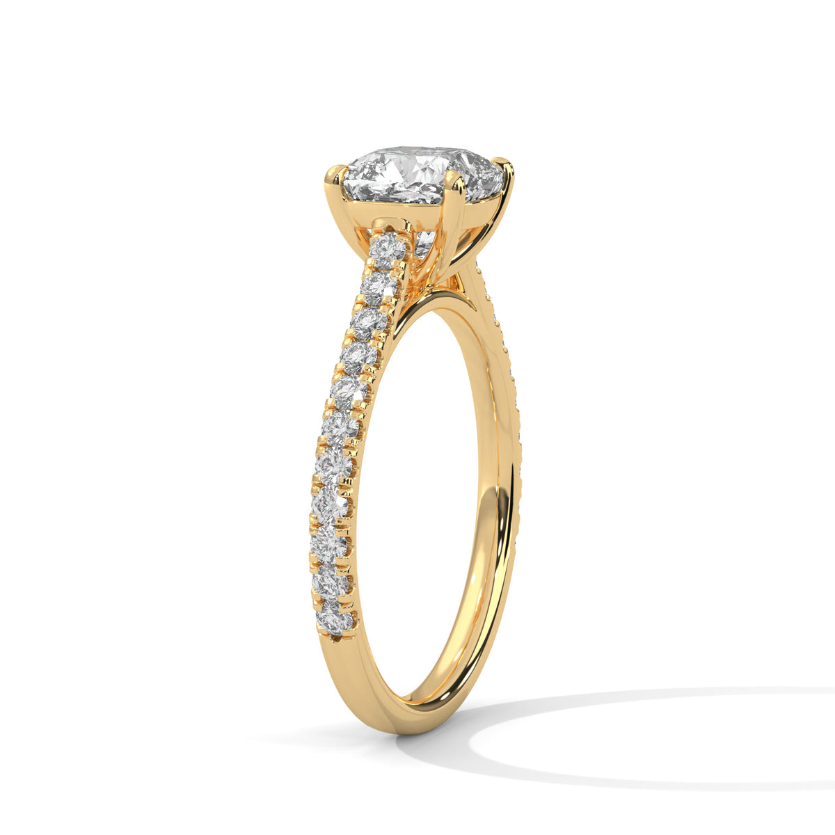 Cushion Pave Solitaire Ring