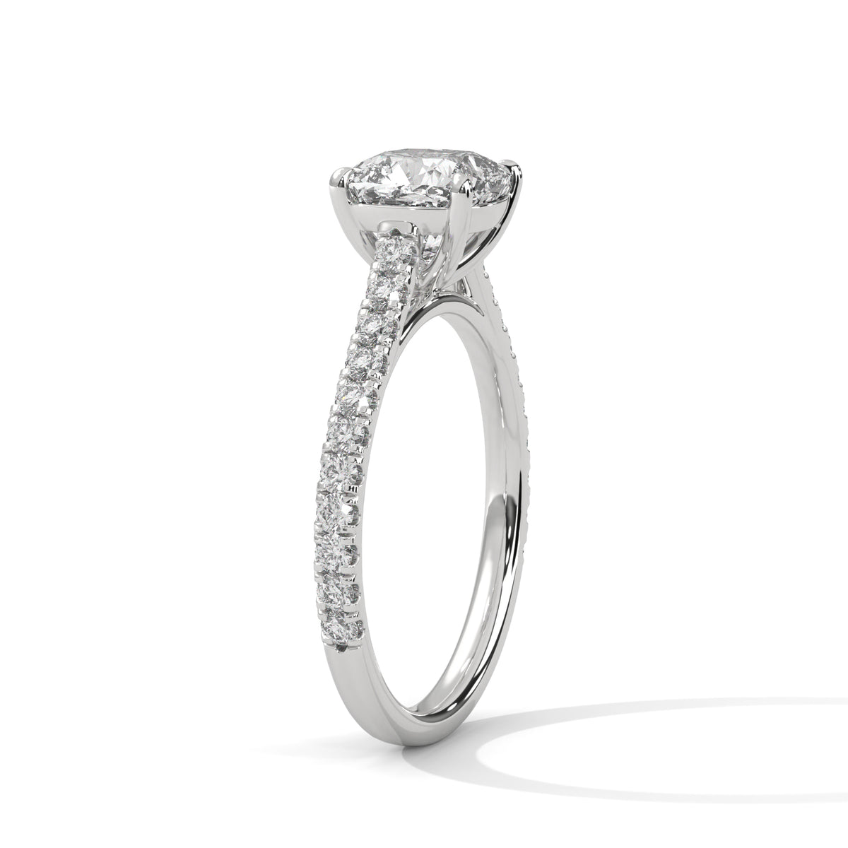 Cushion Pave Solitaire Ring