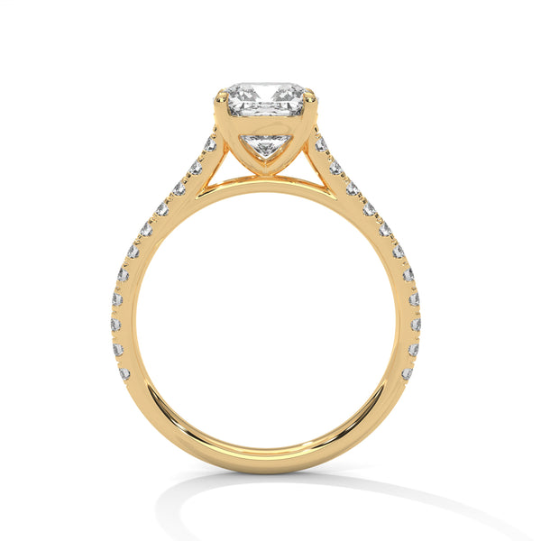 Cushion Pave Solitaire Ring
