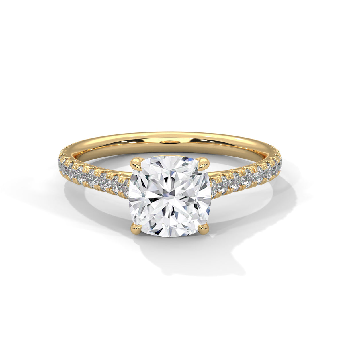 Cushion Pave Solitaire Ring