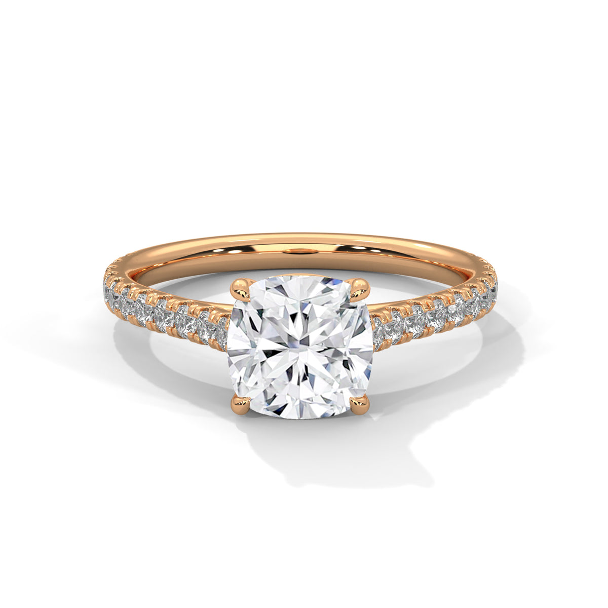 Cushion Pave Solitaire Ring