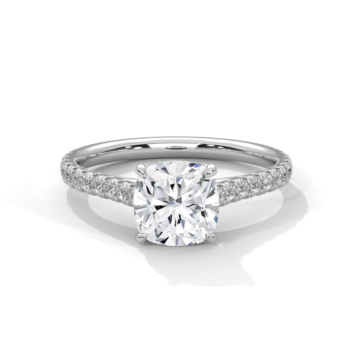 Cushion Pave Solitaire Ring