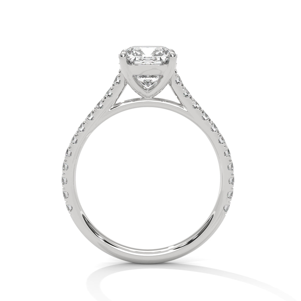 Cushion Pave Solitaire Ring