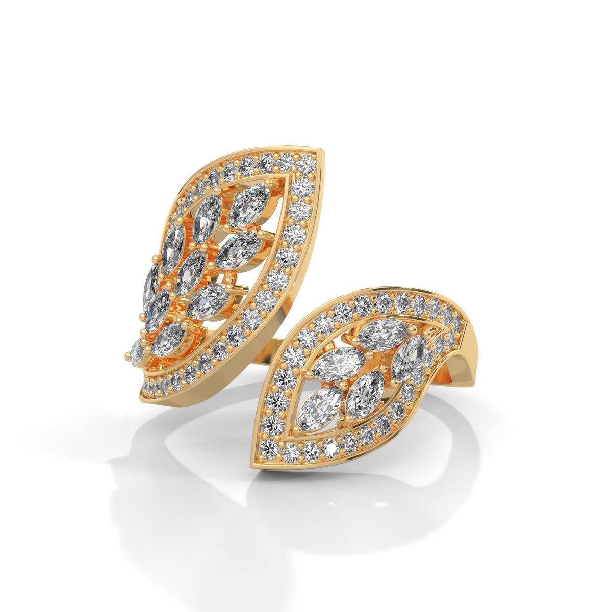 Twin Leaf Cluster Ring