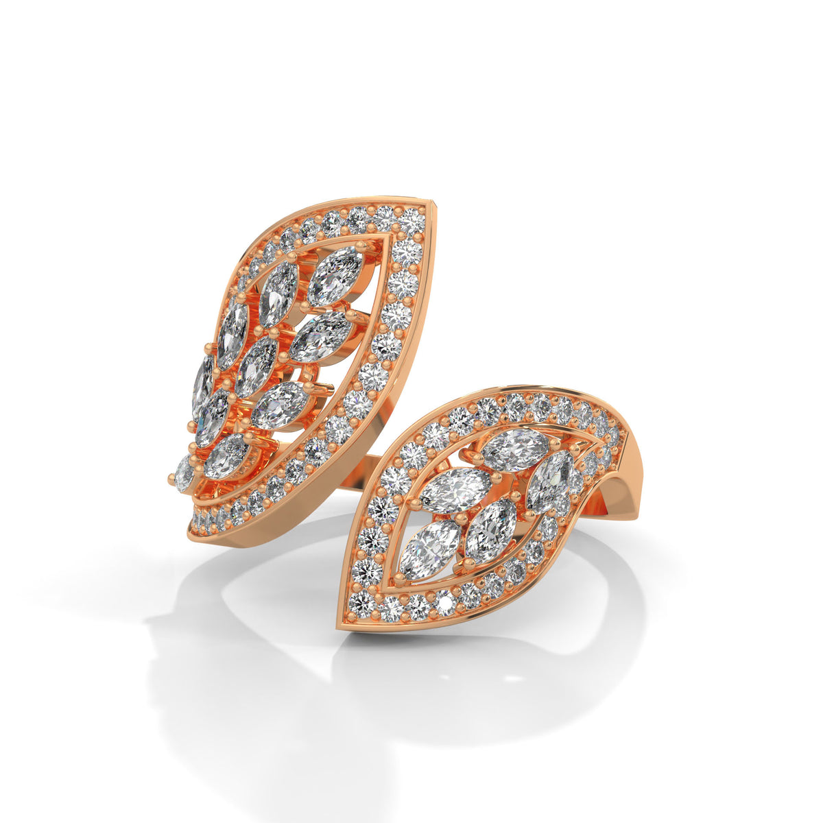 Twin Leaf Cluster Ring