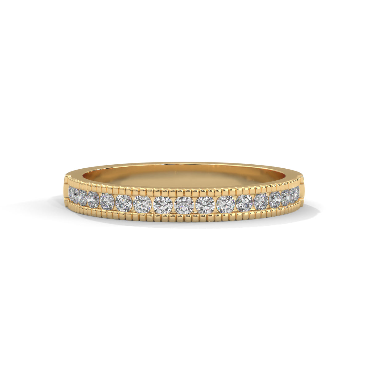 Milgrain Crescent Diamond Band Ring