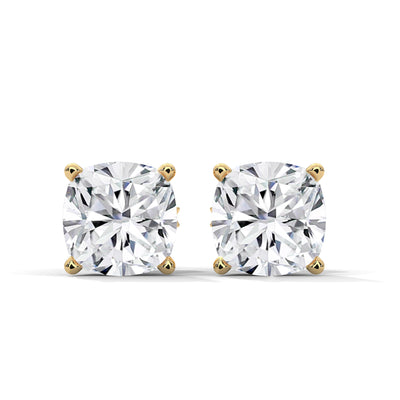 Cushion Brilliance Solitaire Studs — IGI Certified Diamond Jewellery | My Carat India