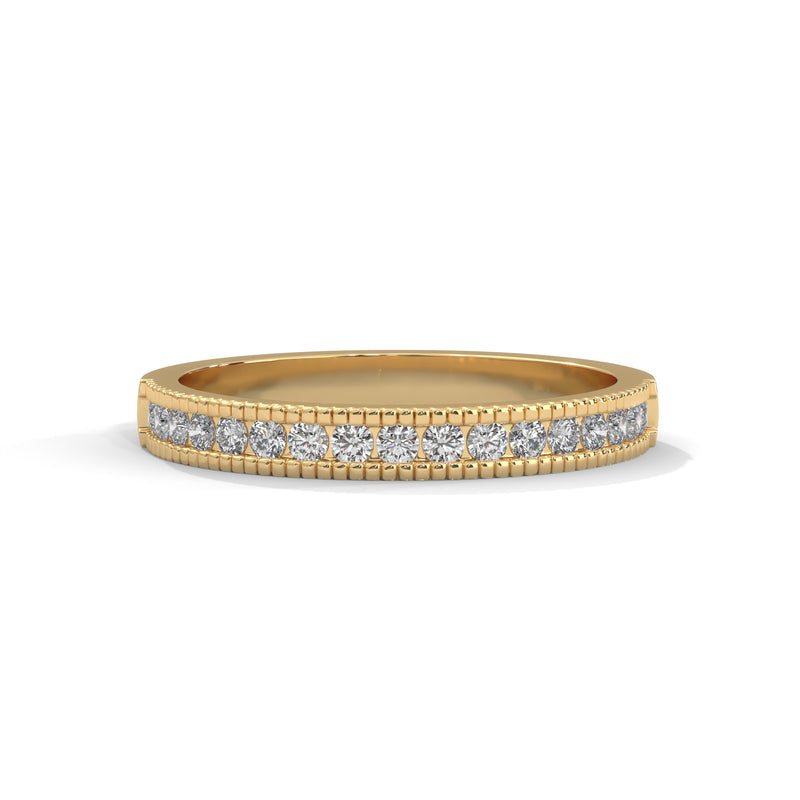 Milgrain Crescent Diamond Band Ring