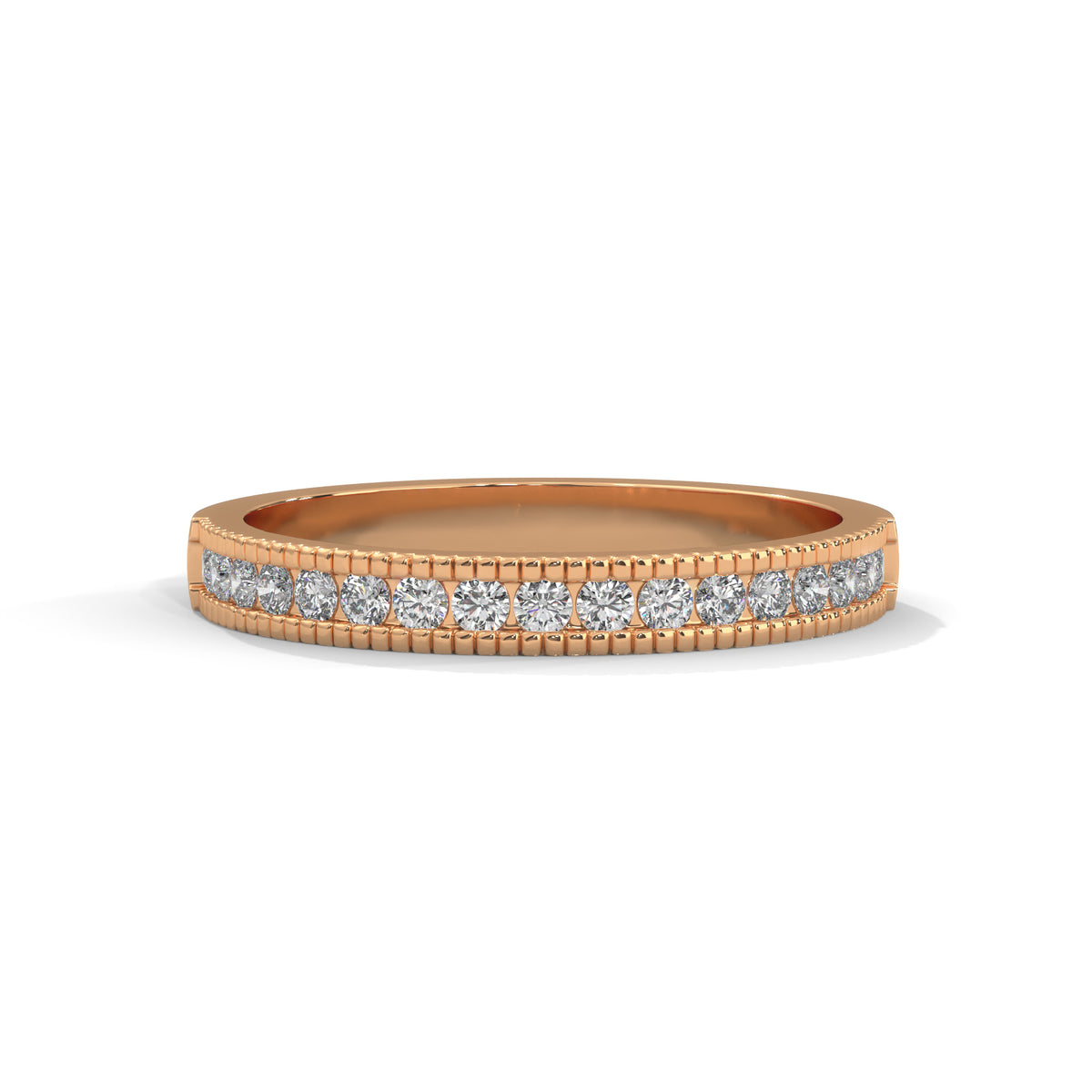 Milgrain Crescent Diamond Band Ring