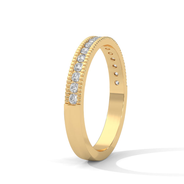 Milgrain Crescent Diamond Band Ring