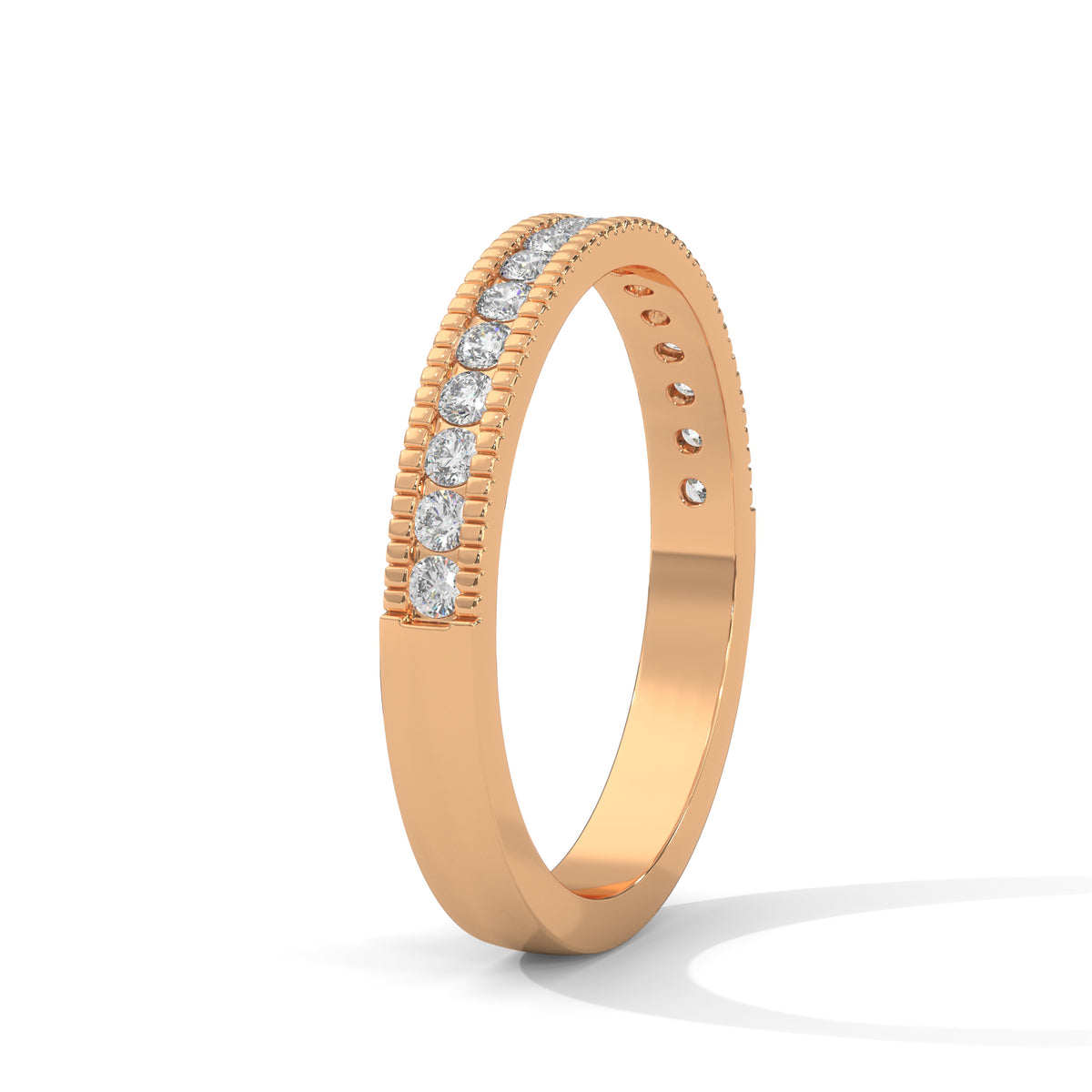 Milgrain Crescent Diamond Band Ring