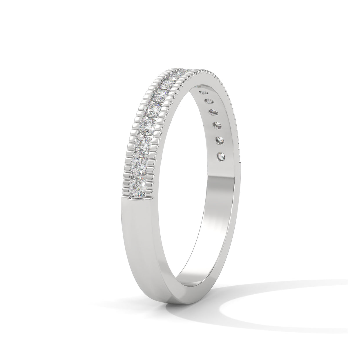 Milgrain Crescent Diamond Band Ring