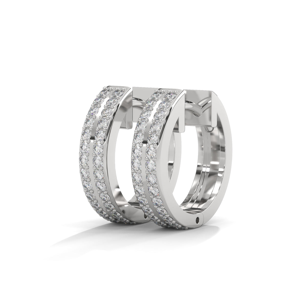 Triple Row Radiance Huggie Earrings