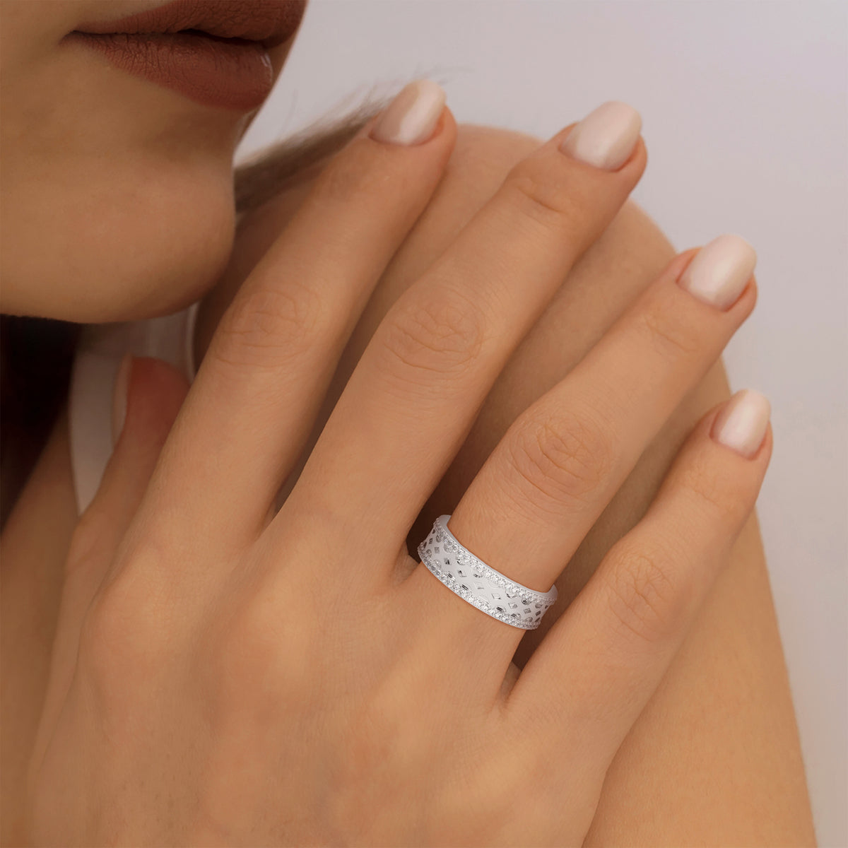 Lattice Filigree Eternity Band Ring