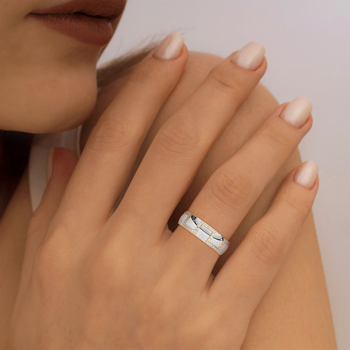 Framed Sparkle Statement Ring