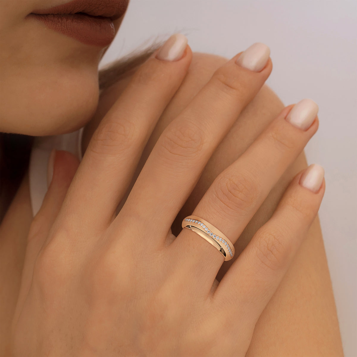 Cascading Wave Diamond Band Ring