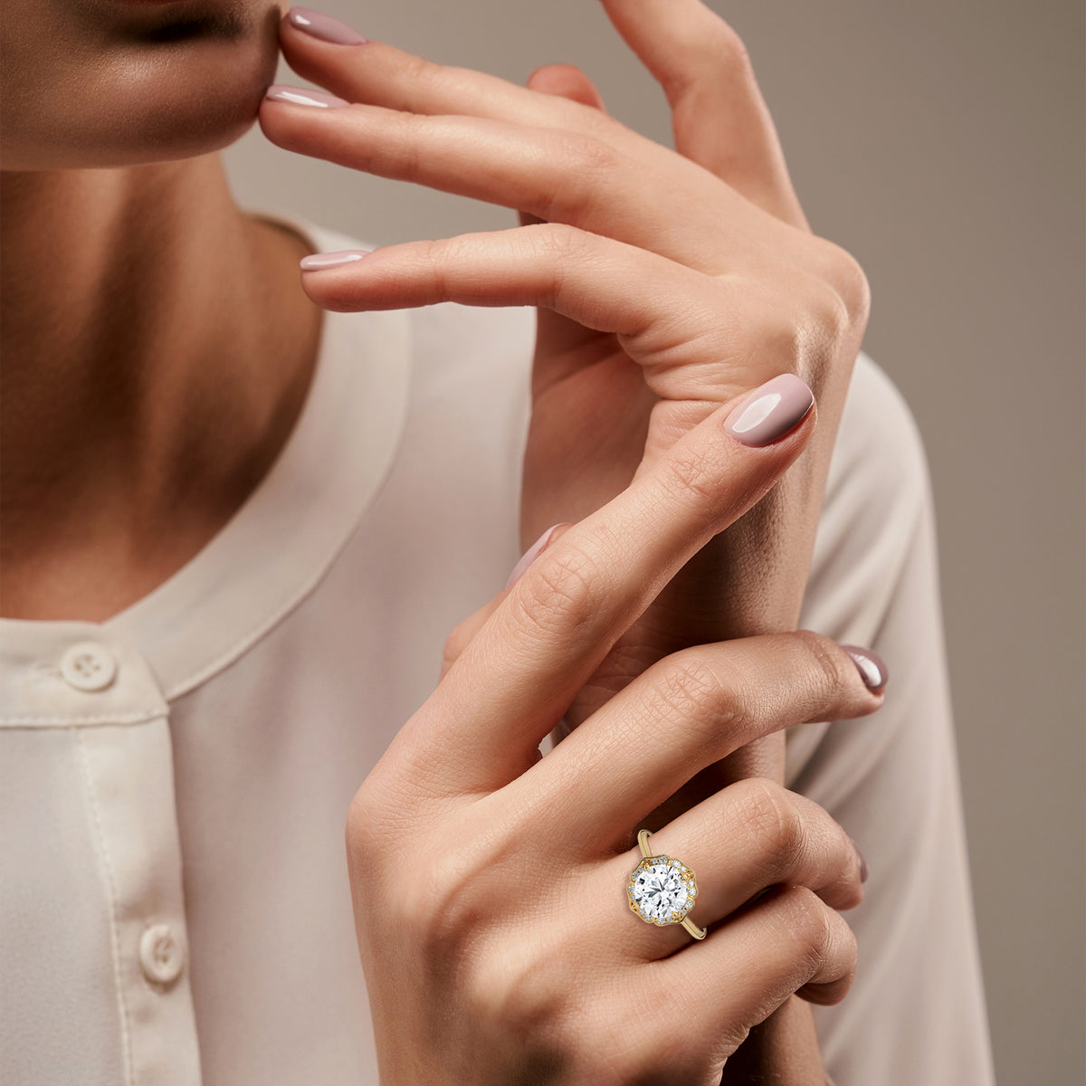 Celestial Bloom Halo Ring