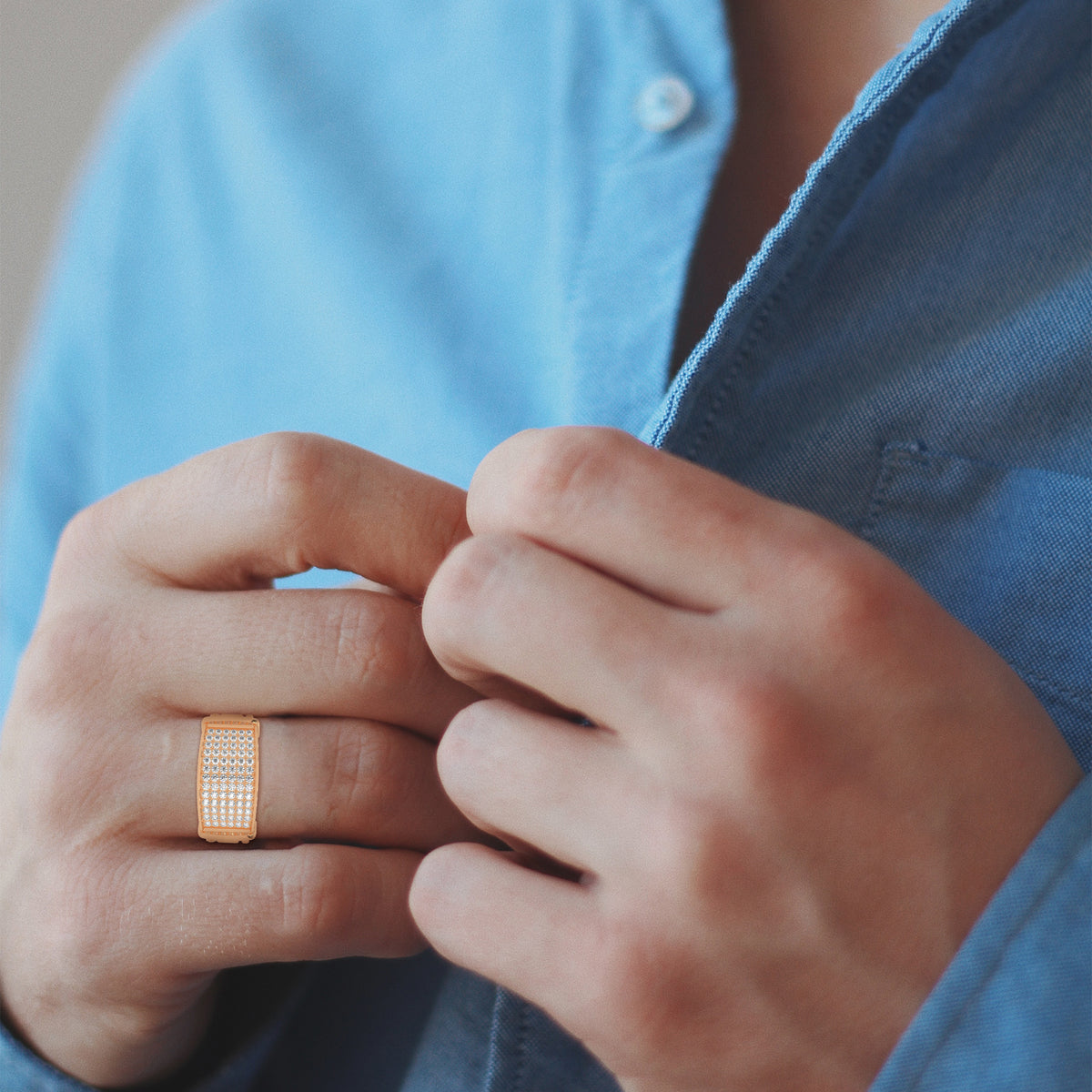Gilded Grid Cluster Ring